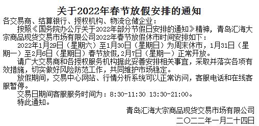 九龙湖商品关于2022年春节放假