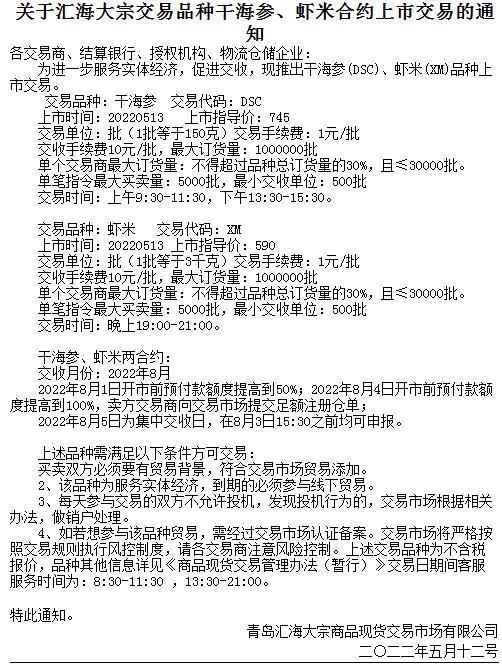 北方生态关于购销品种半夏、黄芪合约上市的通知 