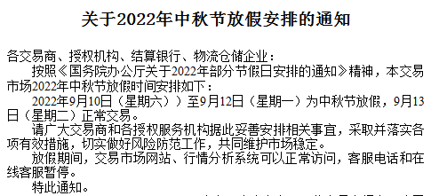 天元农商2022中秋放假通知