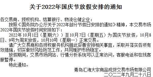 天元农商2022国庆节放假公告