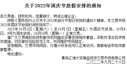 九龙湖商品2022国庆节放假公告